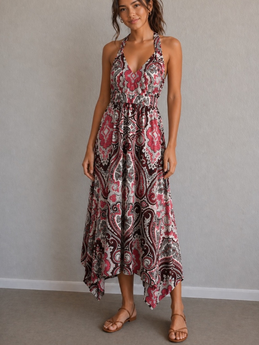 INC International Concepts Red and Black Paisley Dress